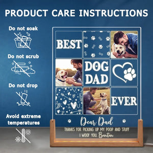 Photo personnalisée merci d'avoir ramassé mes crottes et autres affaires - veilleuse LED 3D personnalisée en forme de noyer pour chien et chat - cadeau de fête des pères, d'anniversaire pour papa