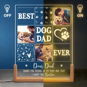 Photo personnalisée merci d'avoir ramassé mes crottes et autres affaires - veilleuse LED 3D personnalisée en forme de noyer pour chien et chat - cadeau de fête des pères, d'anniversaire pour papa