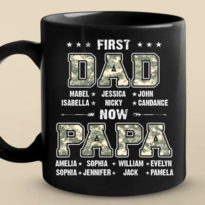 Premier papa, maintenant papa - Tasse noire personnalisée pour la famille - Fête des pères, cadeau pour papa, grand-père