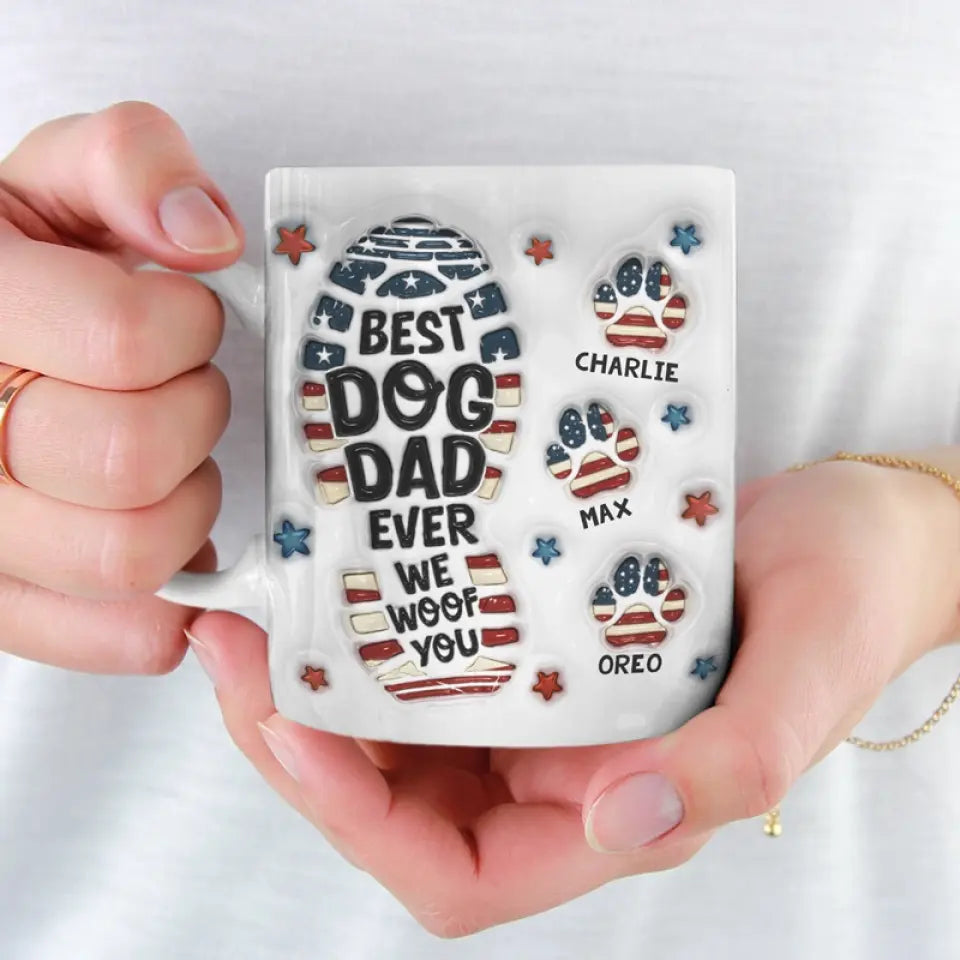 Être papa d'un chien, c'est avoir un compagnon fidèle pour la vie - Mug personnalisé avec effet gonflé 3D - Fête des Pères, cadeau pour les propriétaires d'animaux et les amoureux des animaux