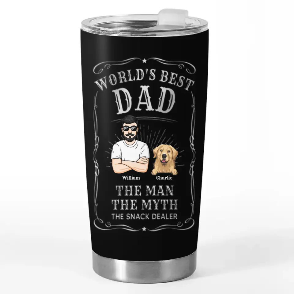 Meilleur papa du monde - Gobelet personnalisé pour chien - Fête des pères, cadeau pour les propriétaires d'animaux et les amoureux des animaux