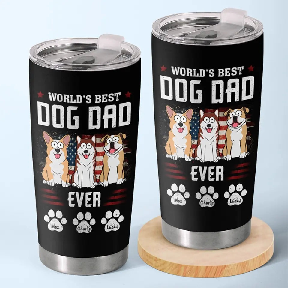Meilleur papa du monde - Gobelet personnalisé pour chien et chat - Fête des pères, cadeau pour les propriétaires d'animaux et les amoureux des animaux