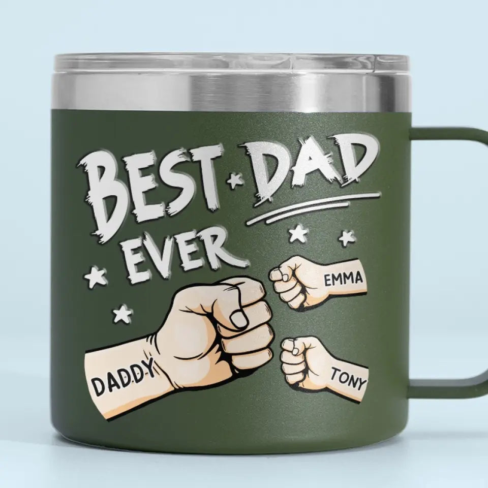 Mon père m'a donné mes rêves - Gobelet personnalisé en acier inoxydable de 14 oz avec poignée - Fête des pères, cadeau pour papa, grand-père
