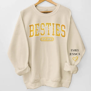 Les vrais amis ne se séparent jamais - Sweat-shirt unisexe personnalisé avec motif sur la manche - Cadeau pour meilleures amies, meilleures amies, sœurs