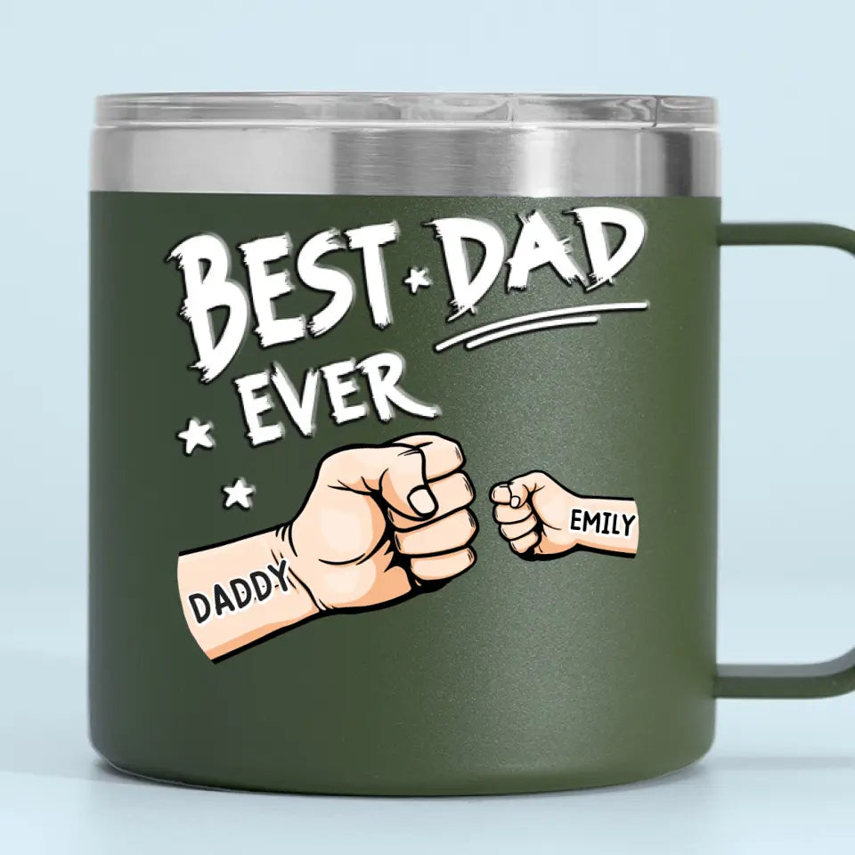 Mon père m'a donné mes rêves - Gobelet personnalisé en acier inoxydable de 14 oz avec poignée - Fête des pères, cadeau pour papa, grand-père