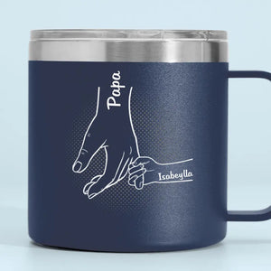 Papa m'a tout appris - Gobelet personnalisé en acier inoxydable de 14 oz avec poignée - Cadeau pour la fête des pères, papa et grand-père