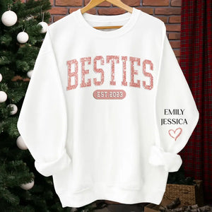 Les vrais amis ne se séparent jamais - Sweat-shirt unisexe personnalisé avec motif sur la manche - Cadeau pour meilleures amies, meilleures amies, sœurs
