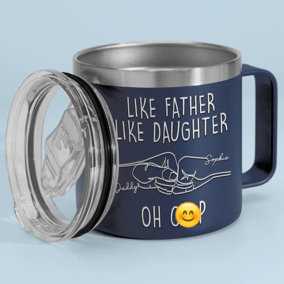 Tel père, telle fille - Gobelet personnalisé en acier inoxydable de 14 oz avec poignée - Fête des pères, cadeau pour papa, grand-père