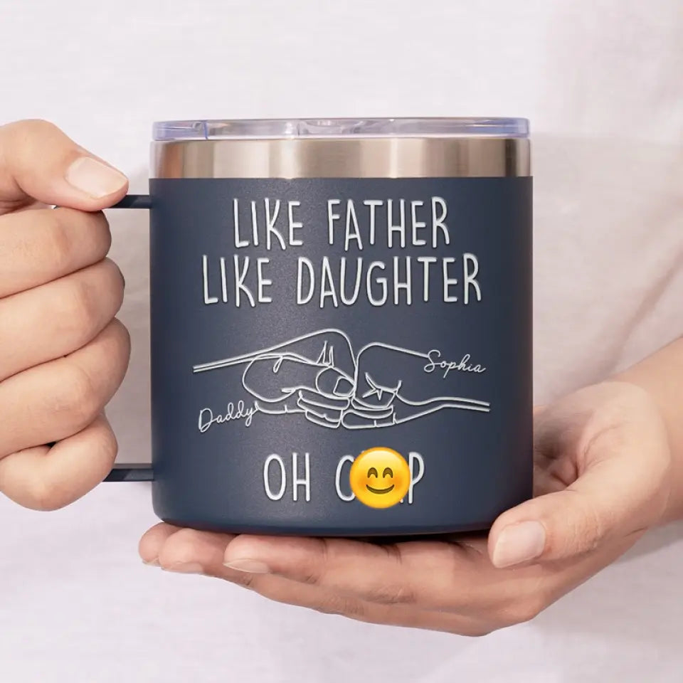 Tel père, telle fille - Gobelet personnalisé en acier inoxydable de 14 oz avec poignée - Fête des pères, cadeau pour papa, grand-père