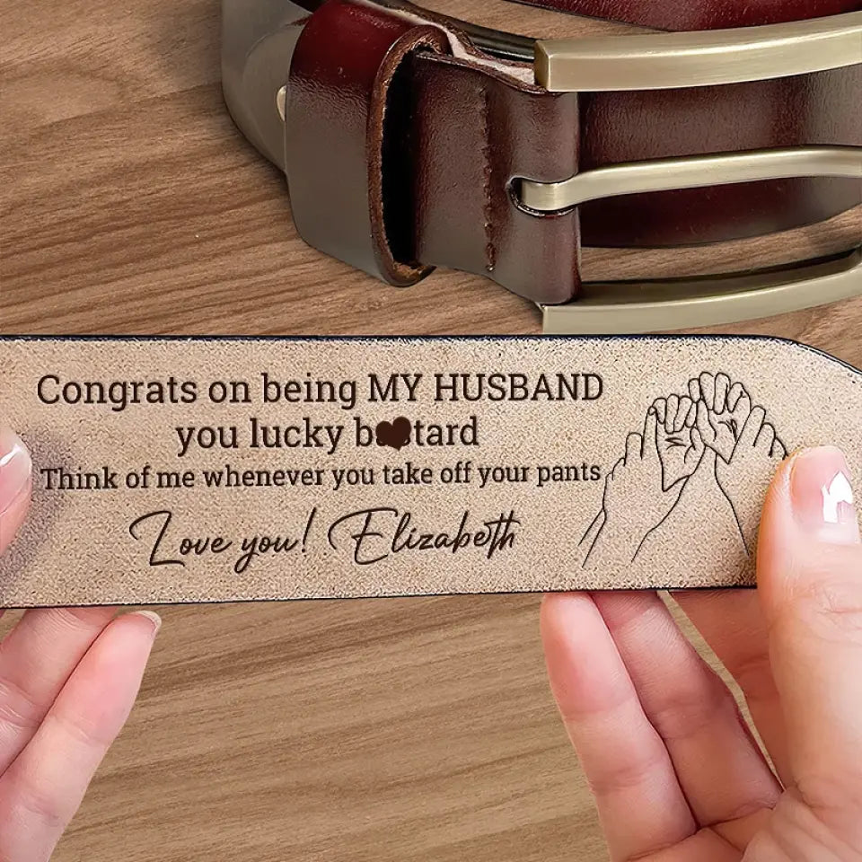 Félicitations pour être devenu mon mari ! Ceinture en cuir gravée personnalisée pour couple ! Cadeau pour mari et femme, anniversaire