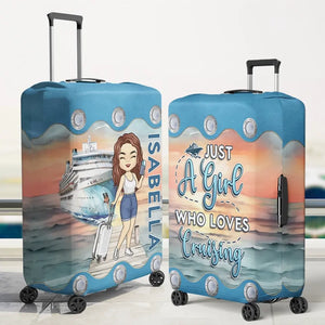 Juste une fille qui aime les croisières - Housse de bagage personnalisée pour voyage - Cadeau de vacances, cadeau pour les amateurs de voyages d'aventure