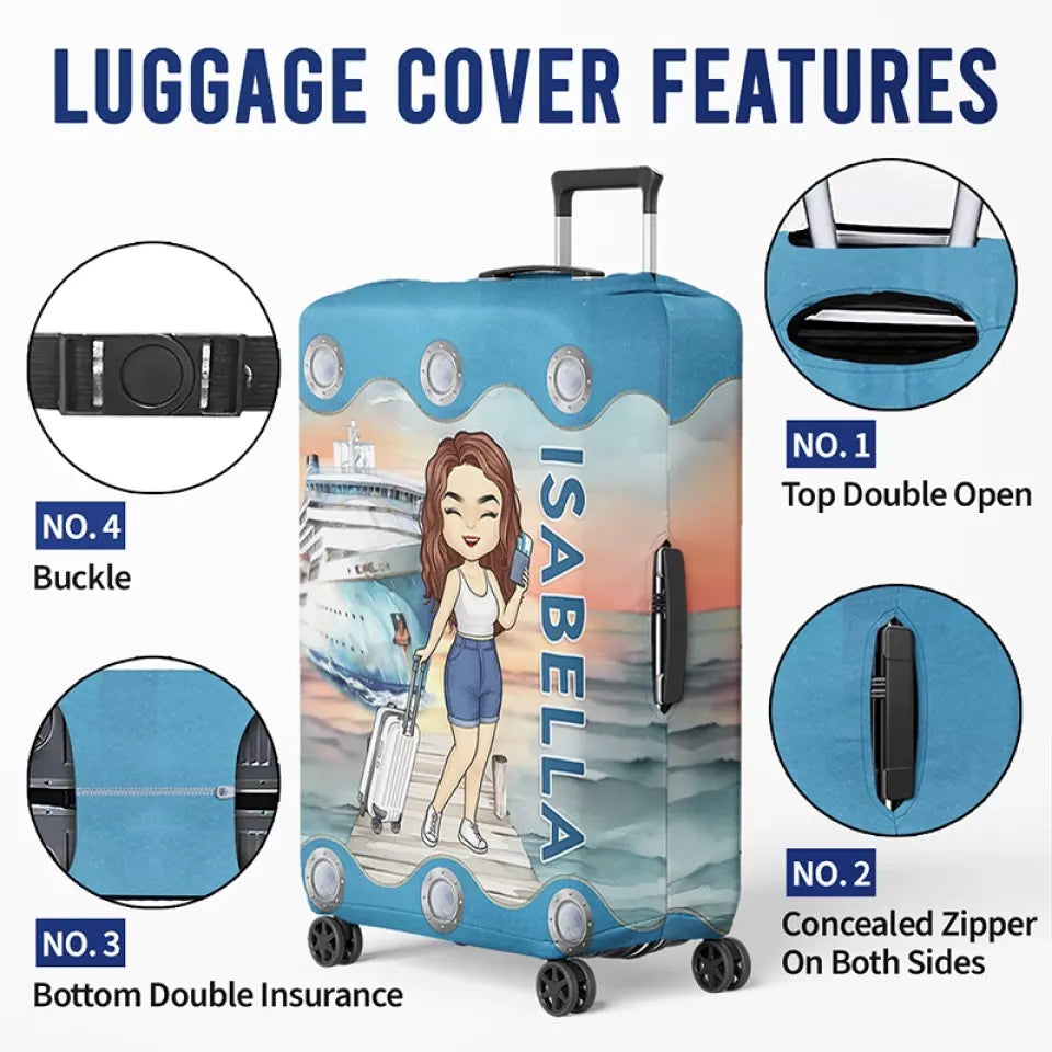 Juste une fille qui aime les croisières - Housse de bagage personnalisée pour voyage - Cadeau de vacances, cadeau pour les amateurs de voyages d'aventure