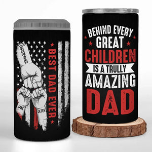 Derrière chaque grand enfant - Gobelet isotherme personnalisé 4 en 1 - Cadeau de fête des pères, d'anniversaire pour papa ou grand-père