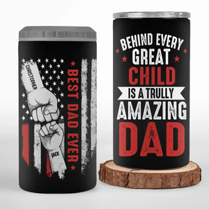 Derrière chaque grand enfant - Gobelet isotherme personnalisé 4 en 1 - Cadeau de fête des pères, d'anniversaire pour papa ou grand-père