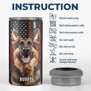 Photo personnalisée : « Tiens ma boisson, je dois caresser ce chien » – Gobelet isotherme 4 en 1 personnalisé pour chien – Cadeau pour la fête des pères, pour les propriétaires d'animaux et les amoureux des animaux.