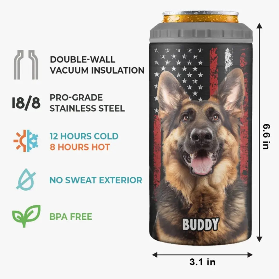 Photo personnalisée : « Tiens ma boisson, je dois caresser ce chien » – Gobelet isotherme 4 en 1 personnalisé pour chien – Cadeau pour la fête des pères, pour les propriétaires d'animaux et les amoureux des animaux.