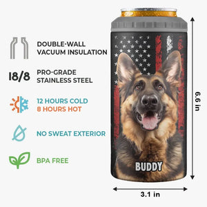Photo personnalisée : « Tiens ma boisson, je dois caresser ce chien » – Gobelet isotherme 4 en 1 personnalisé pour chien – Cadeau pour la fête des pères, pour les propriétaires d'animaux et les amoureux des animaux.