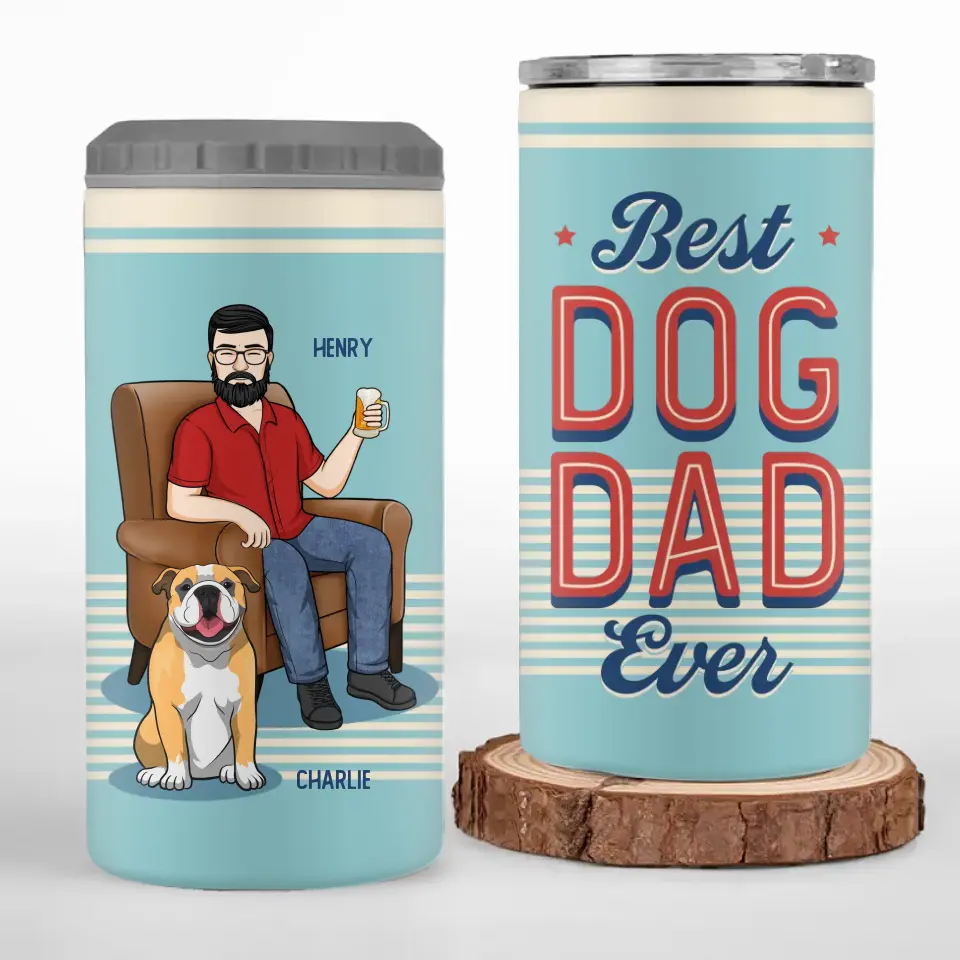 Mon père est plus cool que le tien - Gobelet isotherme 4 en 1 personnalisé pour chien - Fête des pères, cadeau pour les propriétaires d'animaux et les amoureux des animaux