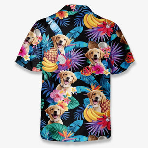 T-shirt hawaïen tropical unisexe personnalisé avec photo « Le plus cool de la plage » pour chien et chat - Cadeau idéal pour les vacances d'été, les propriétaires d'animaux et les amoureux des animaux.