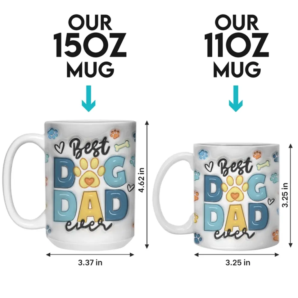 Tu n'es pas seulement un papa, tu es un papa chien - Mug personnalisé effet gonflé 3D imprimé chien - Fête des pères, cadeau pour les propriétaires d'animaux, amoureux des animaux