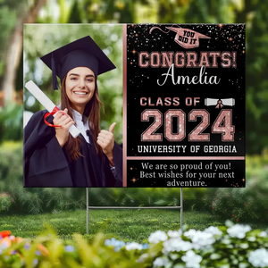 Photo personnalisée Meilleurs vœux pour votre prochaine aventure - Panneau de jardin personnalisé pour la famille - Cadeau de remise de diplôme pour les membres de la famille, les frères et sœurs