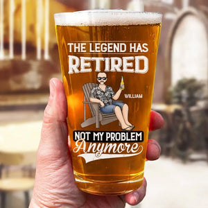 La légende a pris sa retraite - Verre à bière personnalisé pour la famille - Fête des pères, cadeau pour papa, grand-père