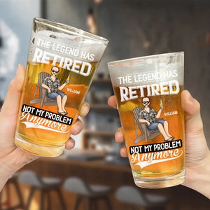La légende a pris sa retraite - Verre à bière personnalisé pour la famille - Fête des pères, cadeau pour papa, grand-père