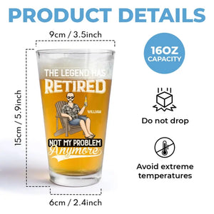 La légende a pris sa retraite - Verre à bière personnalisé pour la famille - Fête des pères, cadeau pour papa, grand-père