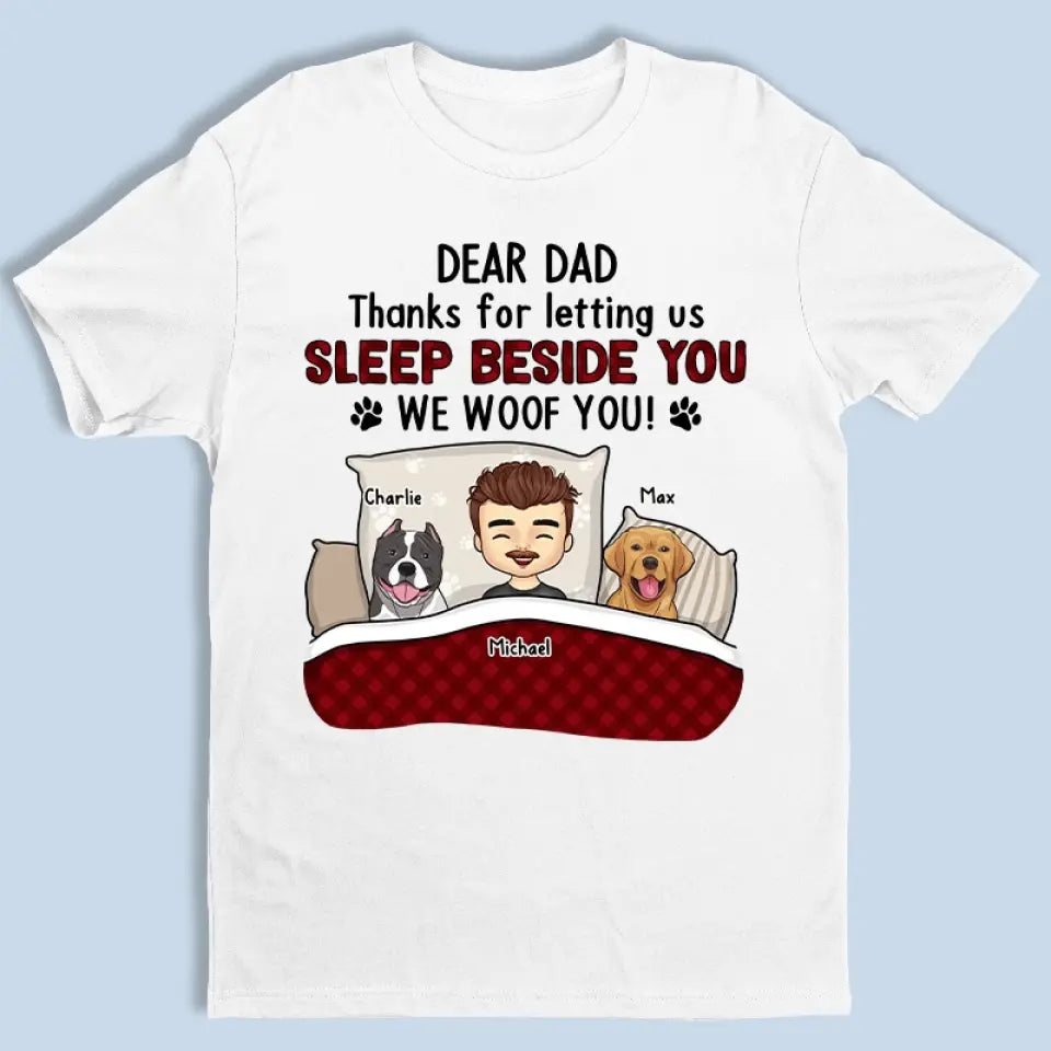 Merci de nous avoir permis de dormir à vos côtés - T-shirt unisexe personnalisé pour chien, sweat à capuche, sweat-shirt - Cadeau pour les propriétaires d'animaux et les amoureux des animaux