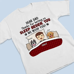 Merci de nous avoir permis de dormir à vos côtés - T-shirt unisexe personnalisé pour chien, sweat à capuche, sweat-shirt - Cadeau pour les propriétaires d'animaux et les amoureux des animaux