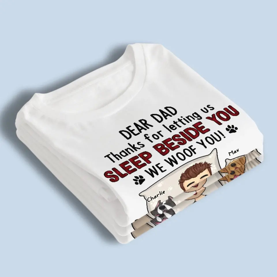 Merci de nous avoir permis de dormir à vos côtés - T-shirt unisexe personnalisé pour chien, sweat à capuche, sweat-shirt - Cadeau pour les propriétaires d'animaux et les amoureux des animaux
