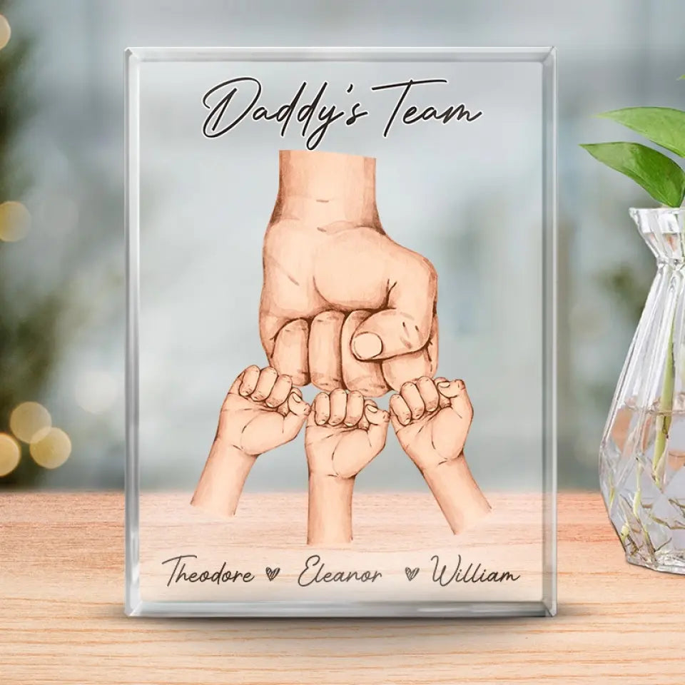 À notre famille, vous êtes le monde - Plaque acrylique rectangulaire personnalisée pour la famille - Fête des pères, cadeau pour papa, grand-père
