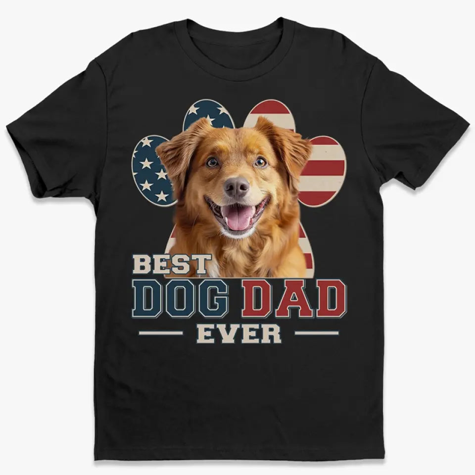T-shirt, sweat à capuche et sweat-shirt unisexe personnalisé avec photo « Heureux d'être avec le meilleur papa » pour chien et chat - Fête des pères, cadeau pour les propriétaires d'animaux et les amoureux des animaux