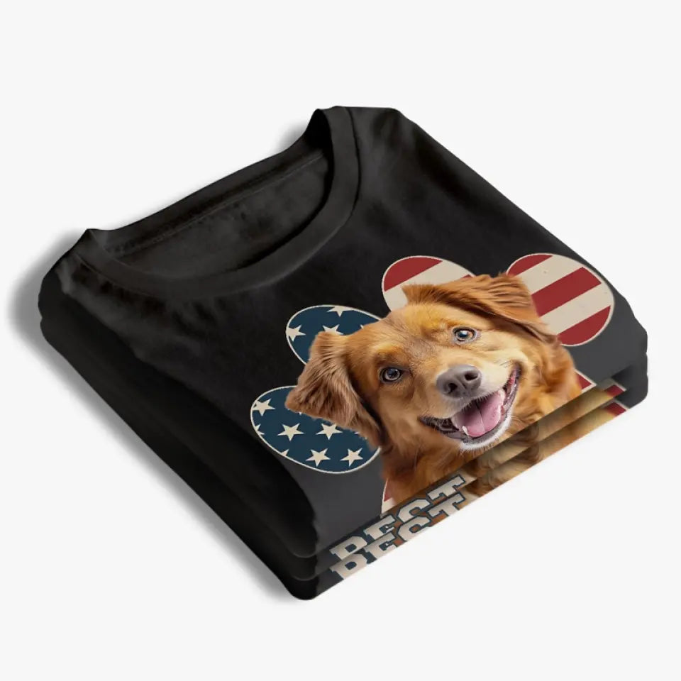 T-shirt, sweat à capuche et sweat-shirt unisexe personnalisé avec photo « Heureux d'être avec le meilleur papa » pour chien et chat - Fête des pères, cadeau pour les propriétaires d'animaux et les amoureux des animaux