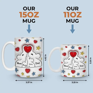 La famille est au cœur d'un foyer - Mug personnalisé avec effet gonflé 3D - Cadeau pour les membres de la famille