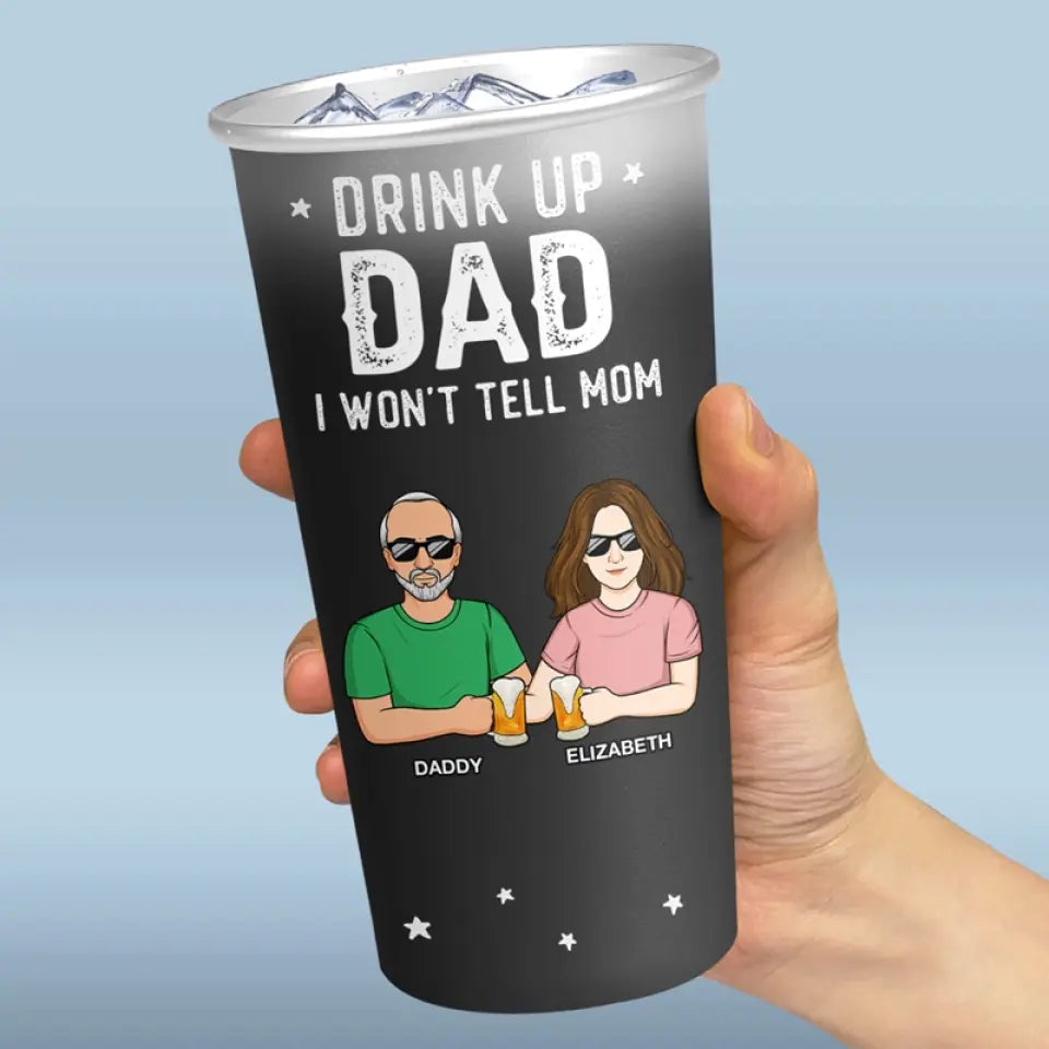 Bois papa, je ne dirai rien à maman - Tasse personnalisée en aluminium à couleur changeante - Fête des pères, cadeau pour papa, grand-père