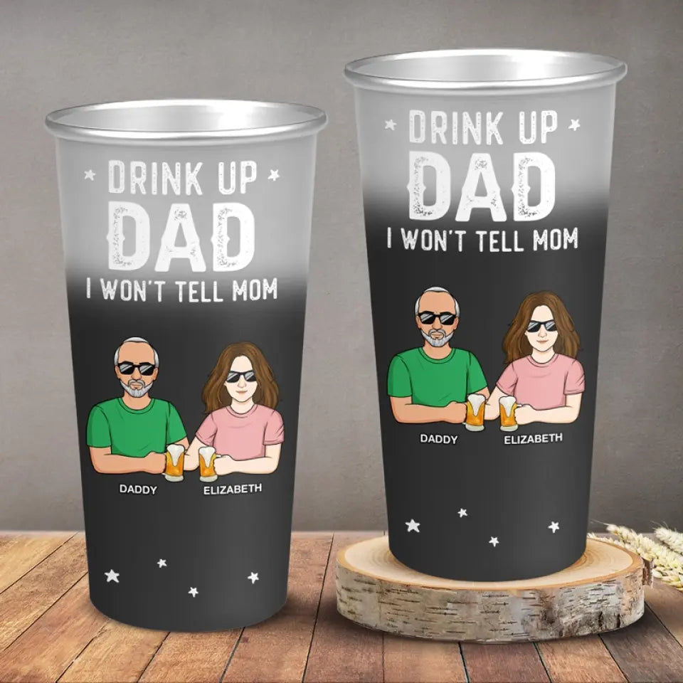 Bois papa, je ne dirai rien à maman - Tasse personnalisée en aluminium à couleur changeante - Fête des pères, cadeau pour papa, grand-père