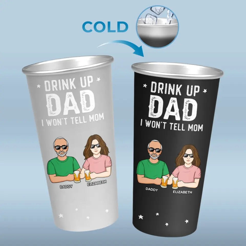 Bois papa, je ne dirai rien à maman - Tasse personnalisée en aluminium à couleur changeante - Fête des pères, cadeau pour papa, grand-père