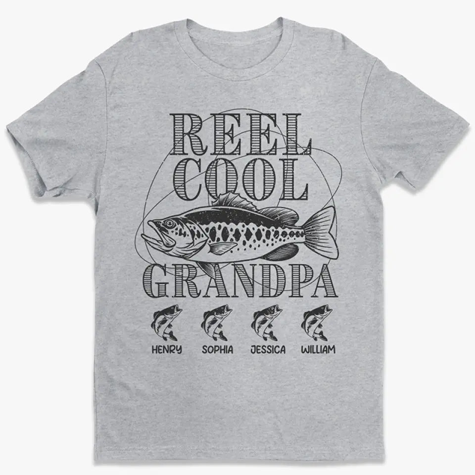 Reel Cool Grandpa Fishing - T-shirt unisexe personnalisé pour la famille, sweat à capuche, sweat-shirt - Fête des pères, cadeau pour papa, grand-père