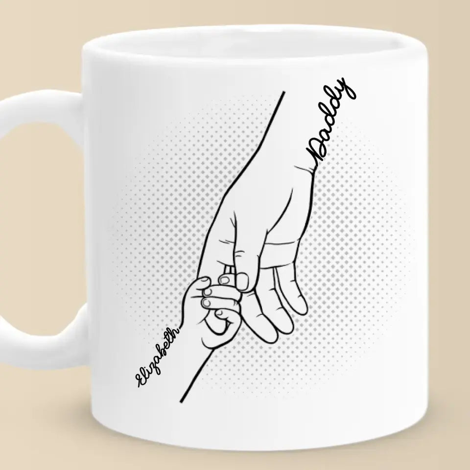 Nos doigts ensemble - Tasse personnalisée familiale - Fête des pères, cadeau pour papa, grand-père