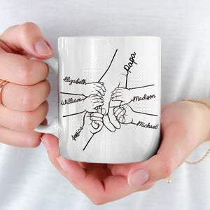 Nos doigts ensemble - Tasse personnalisée familiale - Fête des pères, cadeau pour papa, grand-père
