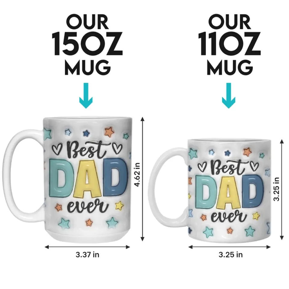 Papa, tu es mon ancre dans une mer agitée - Mug personnalisé en 3D avec effet gonflé - Cadeau pour la fête des pères