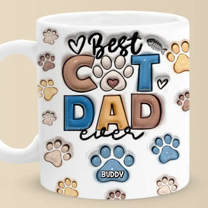 Meilleur papa à fourrure de tous les temps - Mug personnalisé avec impression 3D effet gonflé pour chien et chat - Fête des pères, cadeau pour les propriétaires d'animaux et les amoureux des animaux