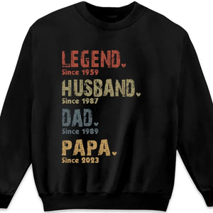 Légende, mari, papa et papa depuis - T-shirt unisexe personnalisé pour la famille, sweat à capuche, sweat-shirt - Nouveauté, fête des pères, cadeau d'anniversaire pour papa, grand-père AMZ
