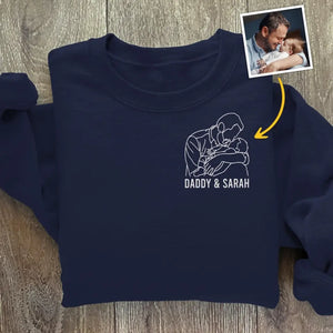 Sweat-shirt brodé personnalisé avec photo « Le meilleur papa du monde » - Cadeau pour la fête des pères