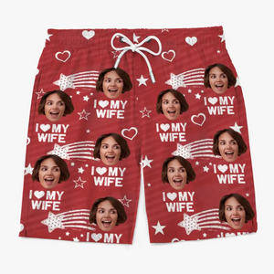 Photo personnalisée Tout le monde sait que tu es à moi - Short de plage hawaïen personnalisé amusant pour homme - Cadeau de vacances d'été, cadeau de fête d'anniversaire pour mari