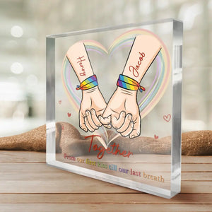 Ensemble, du premier baiser jusqu'au dernier souffle - Plaque acrylique carrée personnalisée pour couple - Cadeau pour mari et femme, anniversaire, LGBTQ+