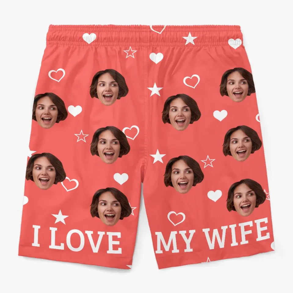 Short de plage hawaïen personnalisé avec photo de l'océan et pieds dans le sable - Short de plage hawaïen personnalisé et amusant pour homme - Cadeau de vacances d'été, cadeau d'anniversaire pour mari