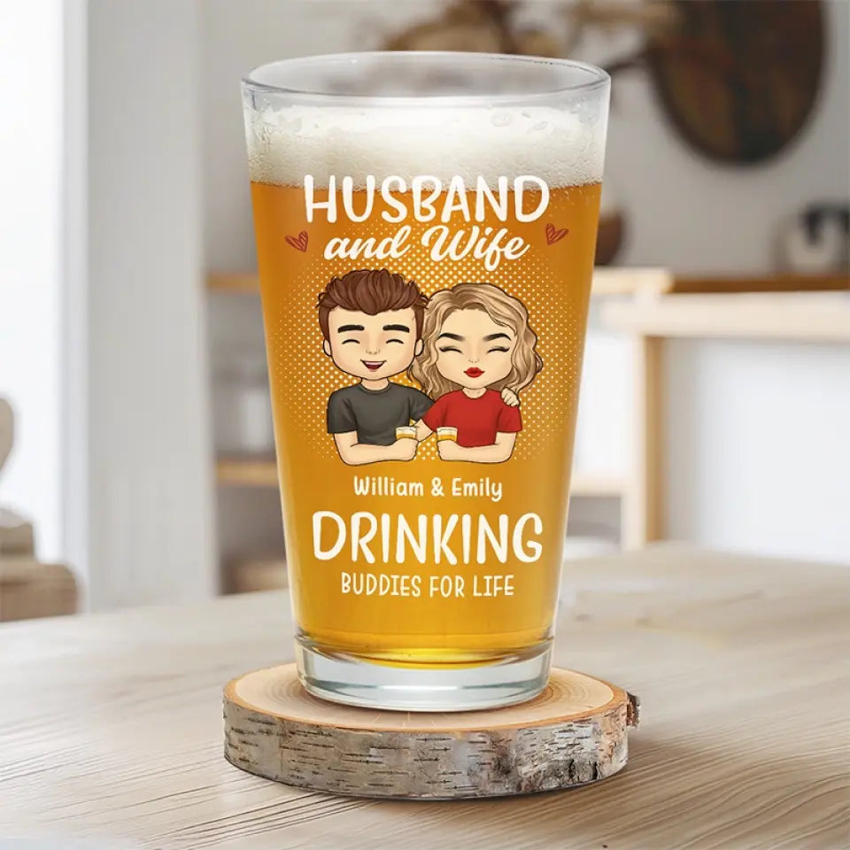 Nous buvons ensemble et restons pour toujours - Verre à bière personnalisé pour couple - Cadeau pour mari et femme, anniversaire