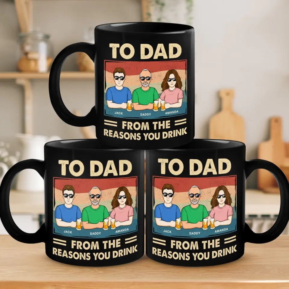 Quand vous avez besoin d'une réelle compréhension, un père est toujours là - Tasse noire personnalisée pour la famille - Fête des pères, cadeau pour papa, grand-père